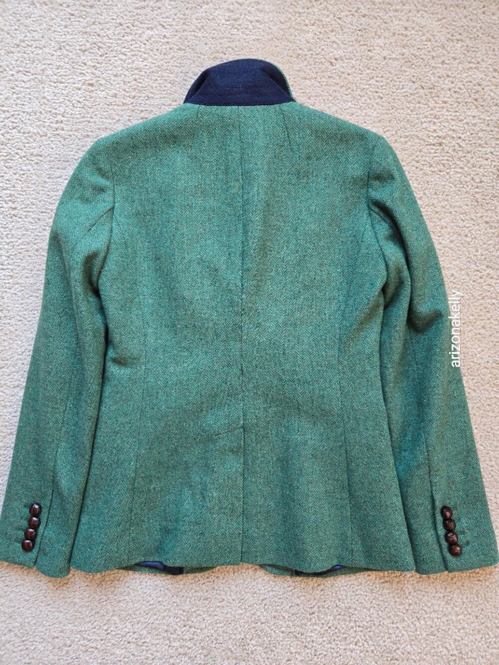 NWOT J. Crew Hacking Blazer Jacket 100% Wool Herringbone Green Leather Buttons 0 - Picture 15 of 16